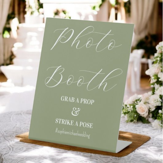 Foto Booth Wedding Sage Green Sign Sockelschild