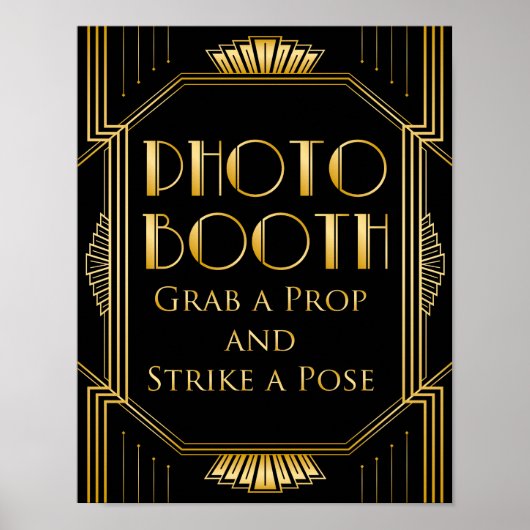 Foto Booth Wedding Sign | Gatsby Art Deco Poster (Vorne)
