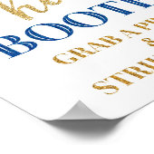 Foto Booth Wedding Sign Gold Blue Confetti Poster (Ecke)