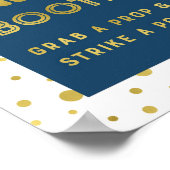 Foto Booth Wedding Sign Navy Blue Gold Confetti Poster (Ecke)