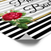 Foto Booth Wedding Sign Rote Rose Poster (Ecke)