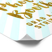 Foto Booth Wedding Sign Sky Blue Gold Streifen Poster (Ecke)