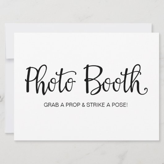 "Foto Booth"-Zeichen für Hochzeitsszenarien Einladung (Vorderseite)