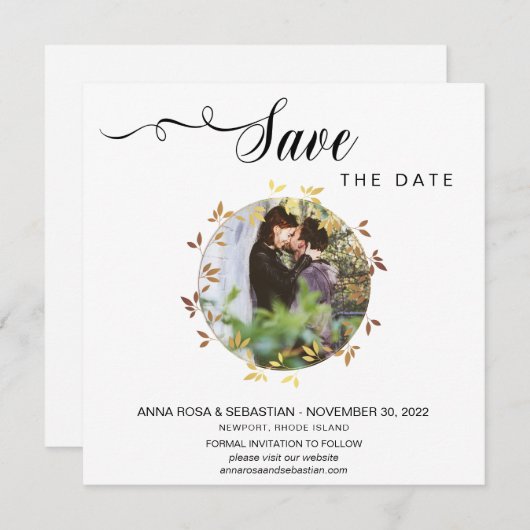 *~* FOTO Botanischer Boho Hochzeit Das Datum speic Save The Date (Vorne/Hinten)