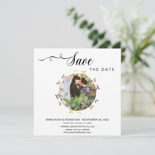 *~* FOTO Botanischer Boho Hochzeit Das Datum speic Save The Date (Stehend Vorderseite)