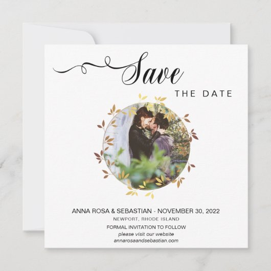 *~* FOTO Botanischer Boho Hochzeit Das Datum speic Save The Date (Vorderseite)