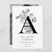 Foto Botanisches Floral Monogramm Letter A Birne Ankündigung (Vorne/Hinten)