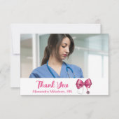 Foto Bow Stethoscope Nursing School Graduate Dankeskarte (Vorderseite)
