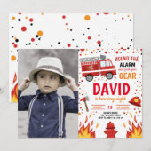 Foto Boy Birthday Feuerwehrmann Einladung Feuerweh (Vorne/Hinten)