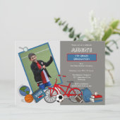 Foto-Boy-Graduierungspartei Einladung (Stehend Vorderseite)