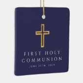 Foto Boy Religious Cross Blue First Communion Keramikornament (Rechts)