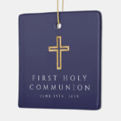 Foto Boy Religious Cross Blue First Communion Keramikornament (Links)
