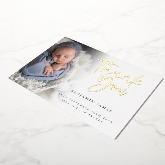 Foto Boy Vielen Dank für die Geburtshilfekarte Folieneinladung (Gedreht)