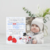 Foto Boys Winter ONEderland Geburtstagsparty Einladung (Stehend Vorderseite)