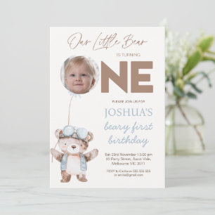 Foto Braun Beary Erster Geburtstag Bär Geburtstag Einladung