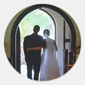 Foto Braut nur verheiratet Verlassend Kirche Runder Aufkleber (Vorderseite)