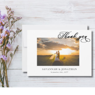 Foto Braut und Bräutigam Hochzeit Danksagungskarte Dankeskarte