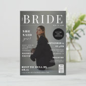 Foto-Brautparty im Schwarzweiß-Magazin Einladung (Stehend Vorderseite)