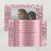 Foto Brautparty Rose Glitzer Rosa Abschluss Einladung (Vorne/Hinten)