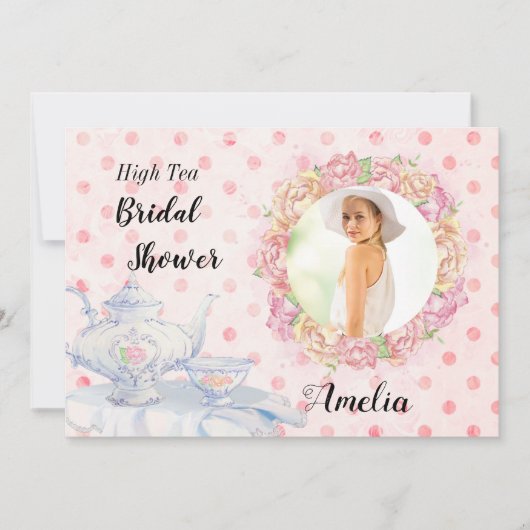 Foto Bridal Dusche mit hohem Tee Einladung (Vorderseite)