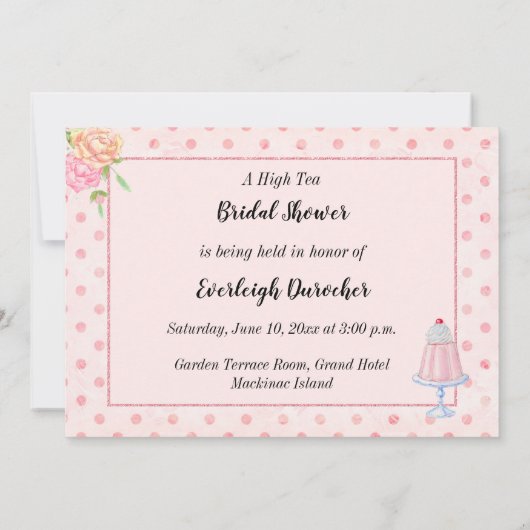 Foto Bridal Dusche mit hohem Tee Einladung (Rückseite)