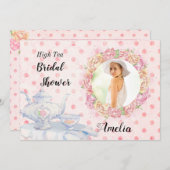 Foto Bridal Dusche mit hohem Tee Einladung (Vorne/Hinten)