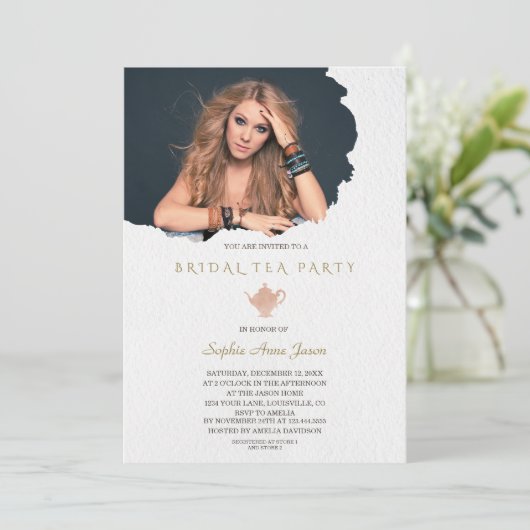 Foto Bridal Tee Party Einladung (Stehend Vorderseite)