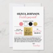Foto Bridesmaid Farbpalettenkarte Einladung (Vorderseite)