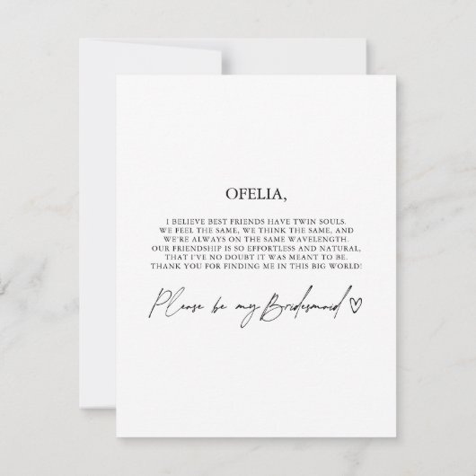 Foto Bridesmaid Vorschlag Card Vorlage (Rückseite)