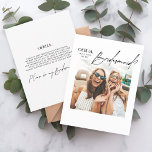 Foto Bridesmaid Vorschlag Card Vorlage<br><div class="desc">"Werden Sie meine Brautjungfrau sein?" niedliche,  moderne,  viereckige Foto-Bräunungskarte. Alle Farben können bearbeitet werden.</div>
