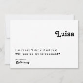 Foto Bridesmaid-Vorschlagskarte für Retro-Buchstab Einladung (Rückseite)