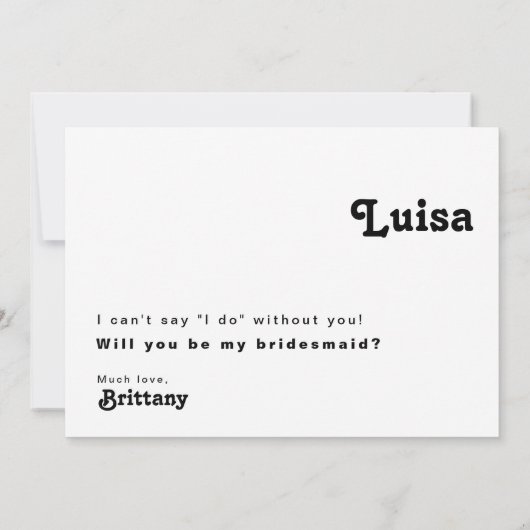 Foto Bridesmaid-Vorschlagskarte für Retro-Buchstab Einladung (Rückseite)
