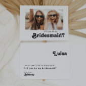 Foto Bridesmaid-Vorschlagskarte für Retro-Buchstab Einladung