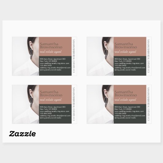 Foto Brown Elegant Minimal Rechteckiger Aufkleber (Blatt)