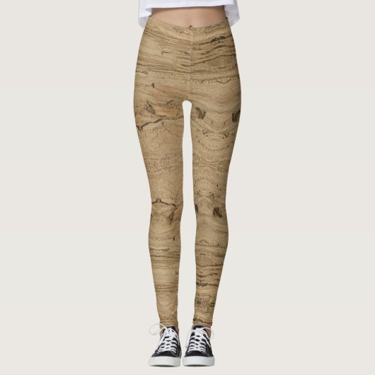 Foto Brown Natural Striping Muster Leggings (Vorderseite)