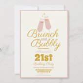 Foto Brunch und Bubbly Pink 21. Geburtstag Einladung (Vorderseite)