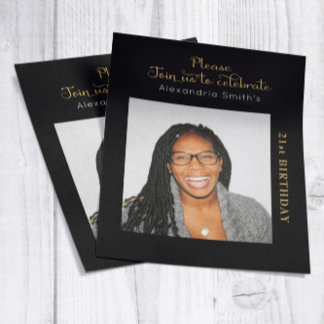 Foto Budget 21. Geburtstag Einladung Black Gold