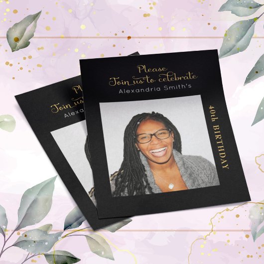 Foto Budget 40. Geburtstag Einladung Black Gold