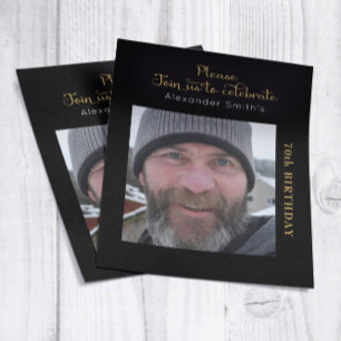 Foto Budget 70. Geburtstag Einladung Black Gold