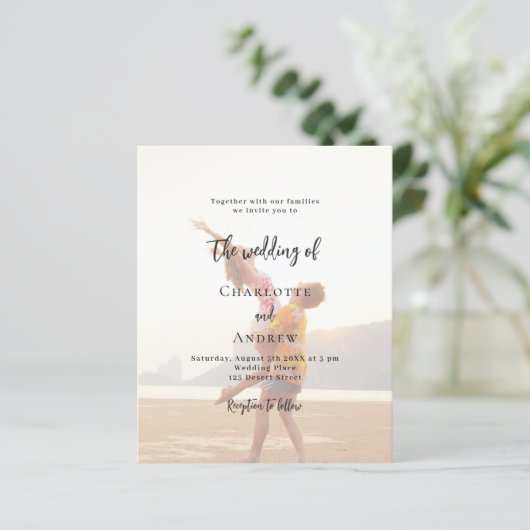 Foto Budget Hochzeitseinladung (Stehend Vorderseite)