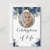 Foto Budget Navy Rose Feier des Lebens Einladung (Rückseite)