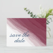 Foto Burgund Marine Wasserfarbe Save the Date (Stehend Vorderseite)