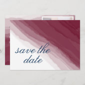 Foto Burgund Marine Wasserfarbe Save the Date (Vorne/Hinten)