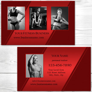 Foto Burgunderrot Personal Trainer Fitness Visitenkarte