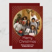 Foto Burgundi Gold Line Weihnachtszeit Feiertagskarte (Vorne/Hinten)