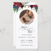 Foto Burgundy Blue Wedding Save the Date Lesezeich (Vorne/Hinten)