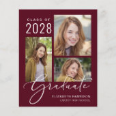 Foto Burgundy Graduation Party Einladung (Vorderseite)