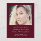 Foto Burgundy Graduation Party Einladung (Rückseite)