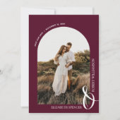 Foto Burgundy QR-Code Hochzeit speichern das Datum Save The Date (Vorderseite)