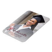 Foto Burgundy Script Abschluss Ankündigung Magnet (Linke Seite)